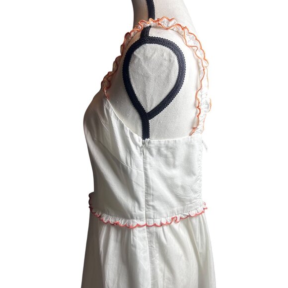 J.Crew Womens White Dress Sleeveless Maxi Dress Ruffle Trim Smocked Back Sz10 - Picture 10 of 13